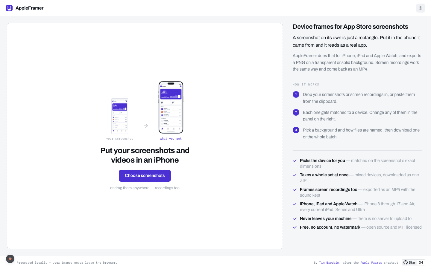AppleFramer.com: A tool to create device mockups for Apple devices.