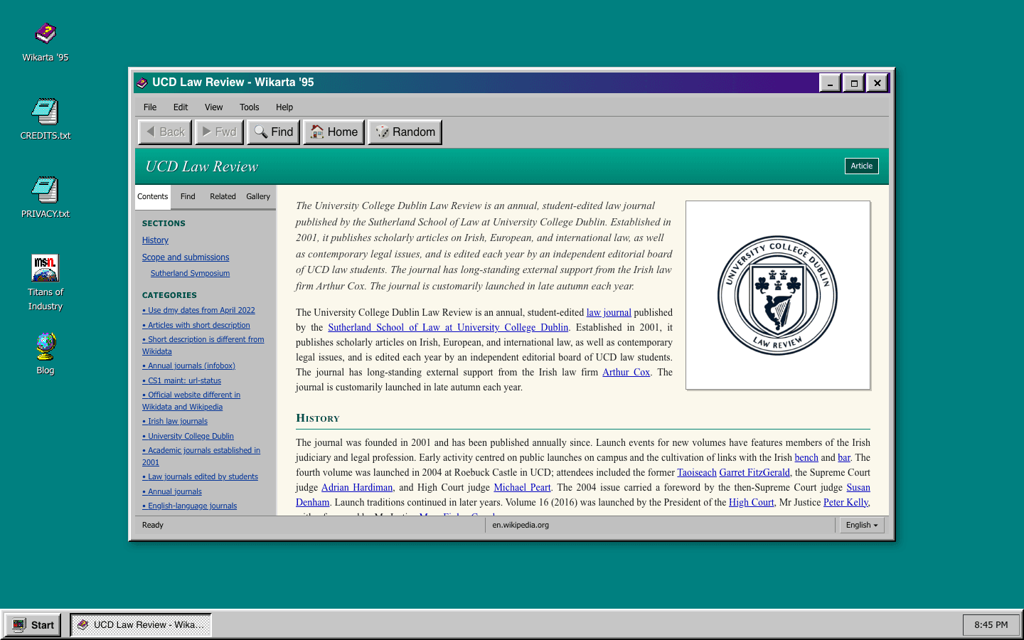 Wikarta '95: A retro multimedia encyclopedia powered by Wikipedia.